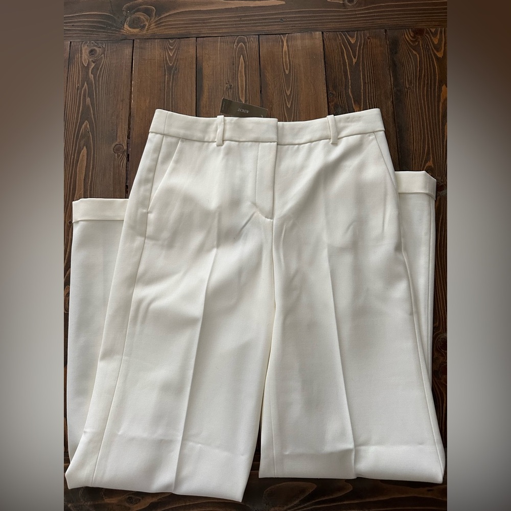 10T J. Crew White Pleated Trousers